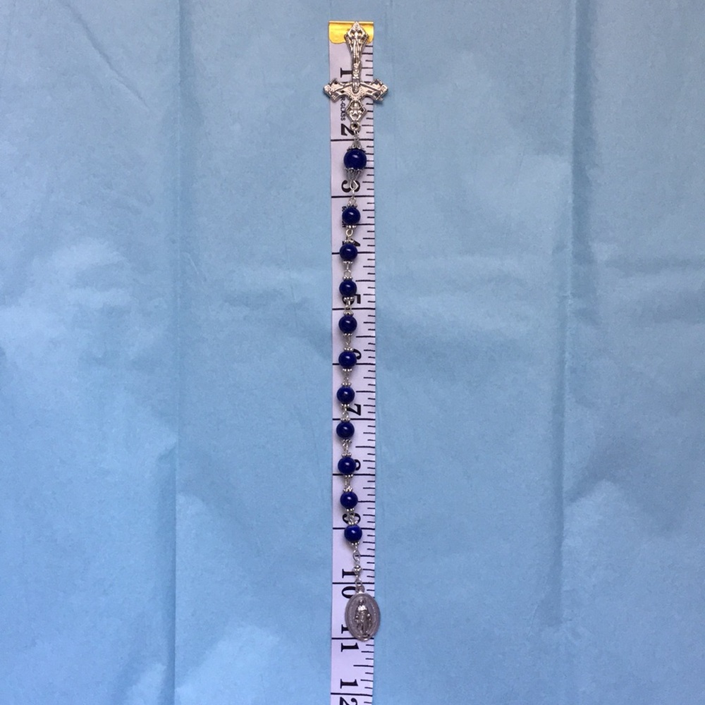 New Blue Marble Pocket Rosary - Picture 6 of 6